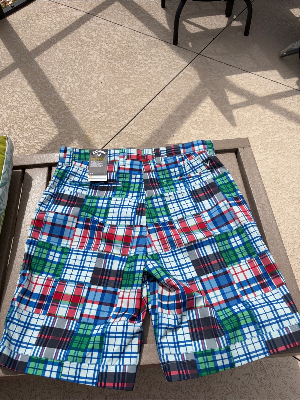 Callaway Chevron Plaid Flat Front Shorts Collegiate Quiet Luxury Preppy Golf 34 - Picture 5 of 10